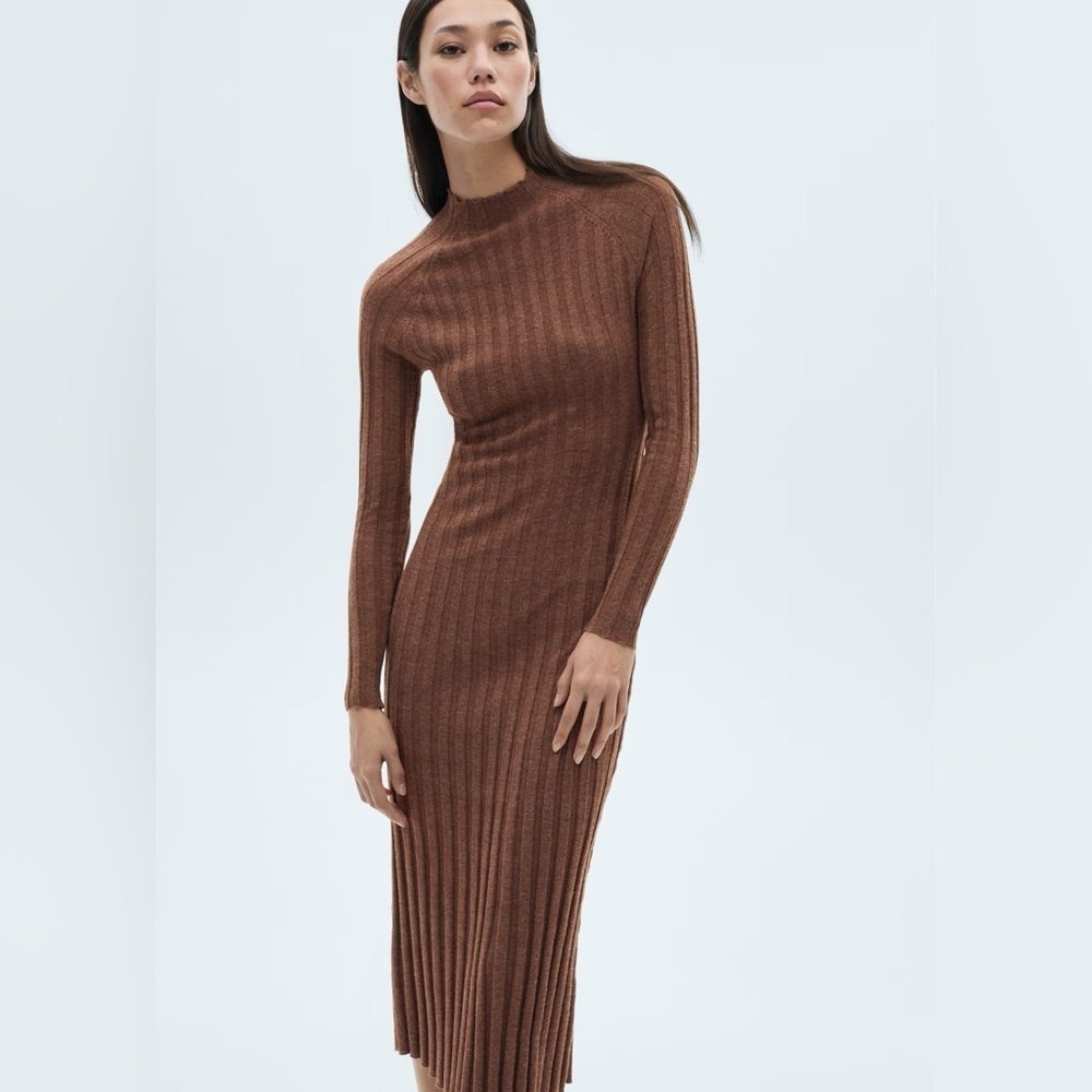 Mango Brown ribbed Dress NWT